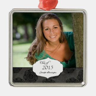 Black elegant pattern graduation photo ornament