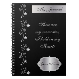 Black Elegant Personalise Journal Notebook