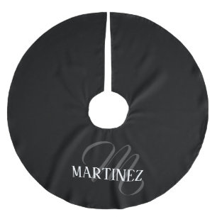 Black Elegant Personalised Last Name   Name Brushed Polyester Tree Skirt