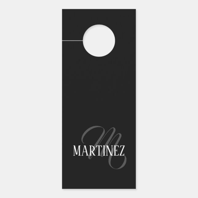 Black Elegant Personalised Last Name | Name Door Hanger (Front)