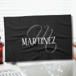 Black Elegant Personalised Last Name | Name Tea Towel<br><div class="desc">Black Elegant Personalised Name. You can choose to add your name,  the name of a loved one,  or a special message. Whether it's a heartfelt gift for someone dear to you or a personal treat,  the choice is yours.</div>