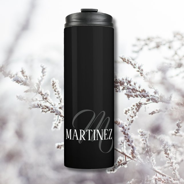 Black Elegant Personalised Last Name | Name Thermal Tumbler (Creator Uploaded)