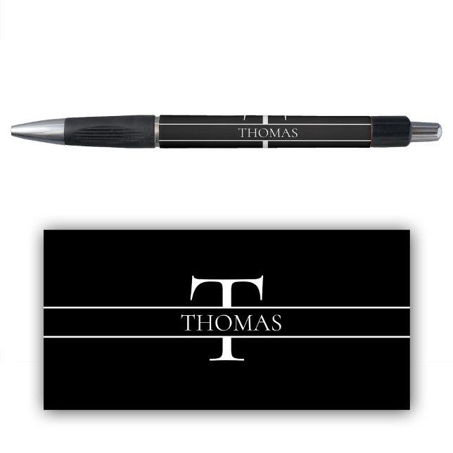 Black Elegant Personalised Monogrammed Custom Name (Black Elegant Personalized Monogrammed Custom Name Pen)