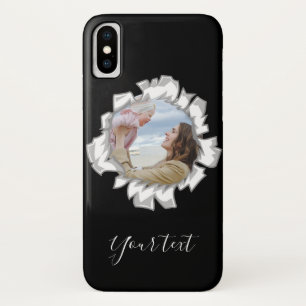 Black Elegant Personalised Photo Text iPhone X Case