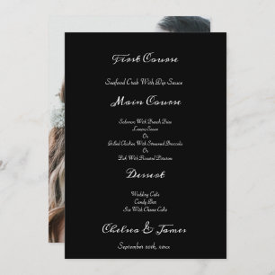 Black Elegant Photo Calligraphy Script Wedding Menu