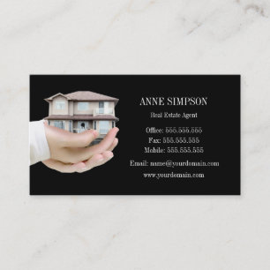 Black Elegant Real Estate Agent Business Card