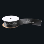 black elegant script Christmas personalized rustic Satin Ribbon<br><div class="desc">black elegant script Christmas personalized rustic traditional gift wrap ribbon. Color can be customized,  make you gifts look extra special this year.</div>