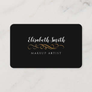 Black, Elegant Script Double Sided Business Card