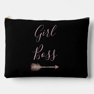 Black Elegant Script Girl Boss Accessory Pouch