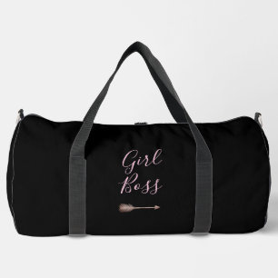 Black Elegant Script Girl Boss  Duffle Bag