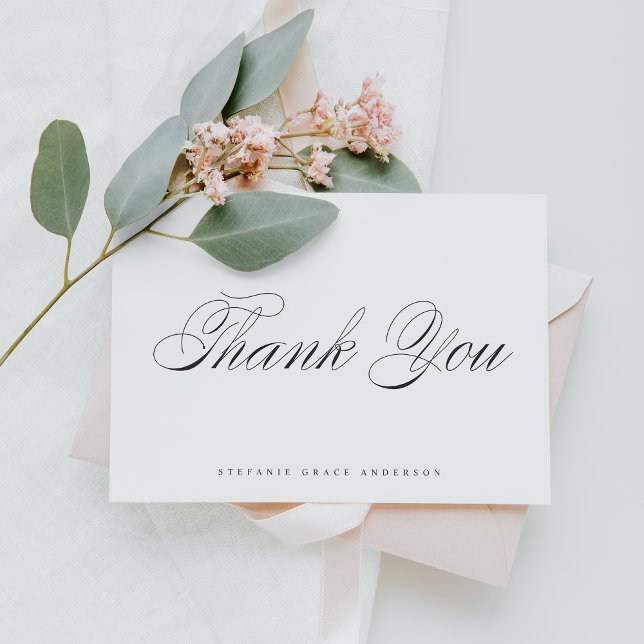 Black Elegant Script Graduation Thank You Card (Creator Uploaded)