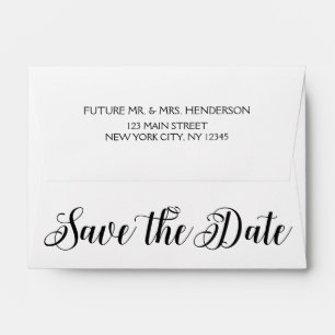 Black Elegant Script Save the Date Envelope