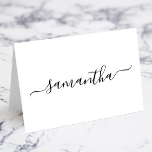 Black Elegant Script Signature Name Place Cards