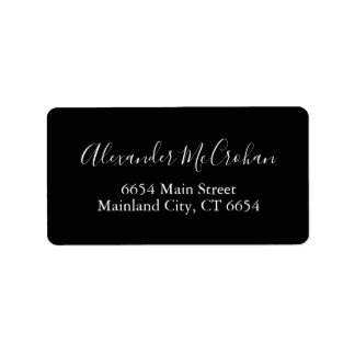 Black Elegant Script Typography Address Label