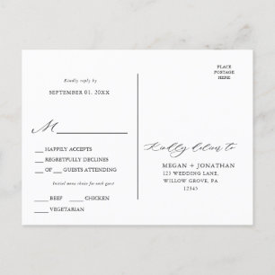 Black Elegant Script Typography Menu Choice Postcard