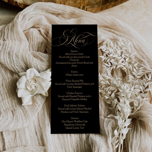 Black Elegant Script Wedding Menu (Creator Uploaded)