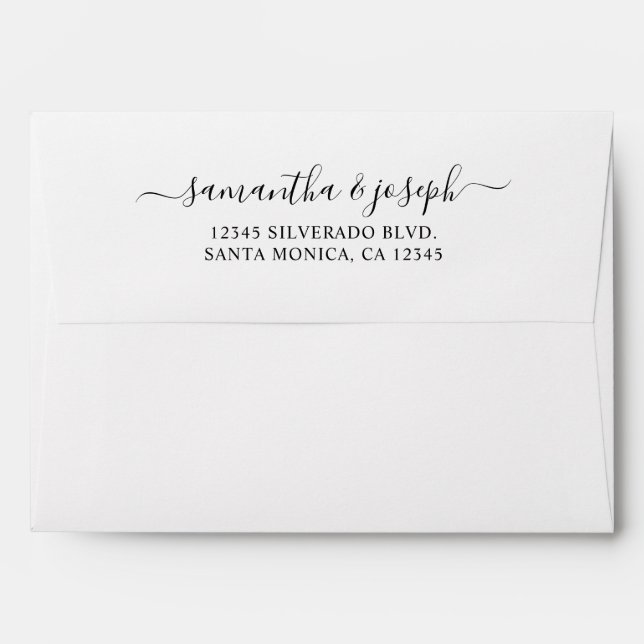 Black Elegant Signature Names Envelope (Back (Top Flap))
