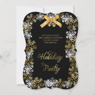 Black Elegant Snowflake Corporate Party Invite