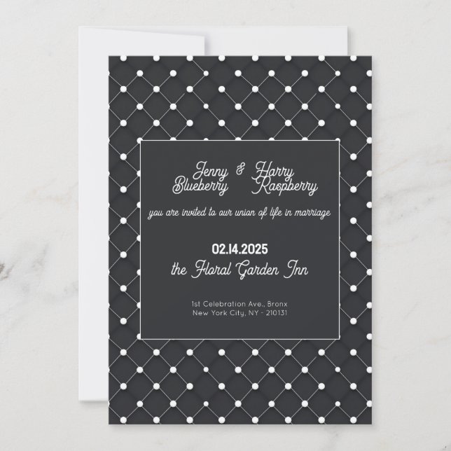 Black Elegant Sprial Connections Pattern Invitation (Front)