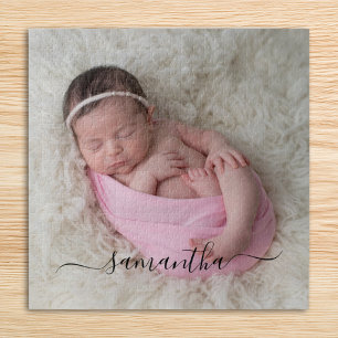Black Elegant Swash Signature Name Photo Jigsaw Puzzle