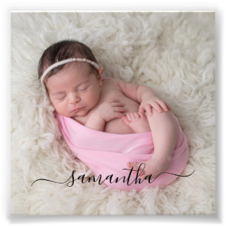 Black Elegant Swash Signature Photo Print