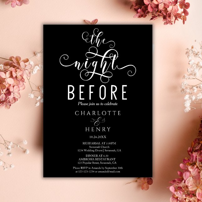 Black Elegant The Night Before Rehearsal Dinner Invitation (Creator Uploaded)