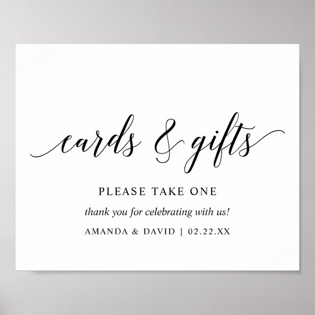 Black Elegant Typography Wedding card gift Sign v1 (Front)