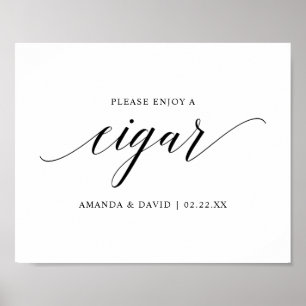 Black Elegant Typography Wedding Cigar bar Sign