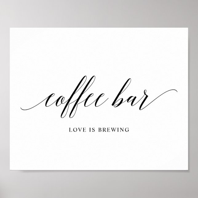 Black Elegant Typography Wedding coffee bar Sign (Front)
