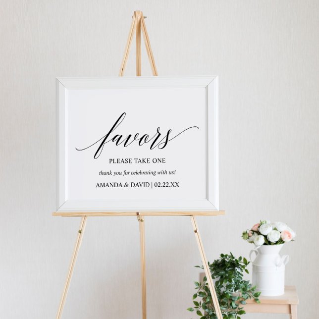 Black Elegant Typography Wedding Favors Sign (Creator Uploaded)