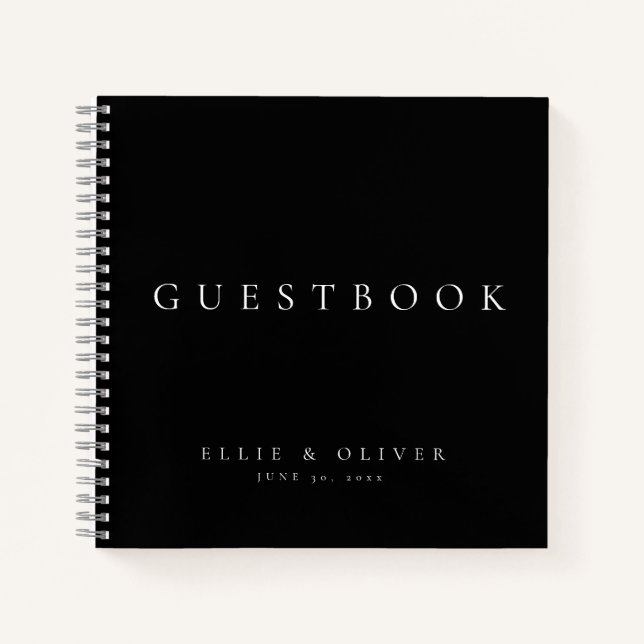 Black Elegant Wedding Guest Book (Front)