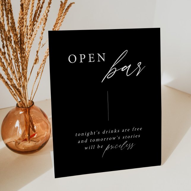 Black Elegant Wedding Open Bar Table Sign (Creator Uploaded)
