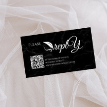 Black Elegant Wedding RSVP | QR Code Minimalist 