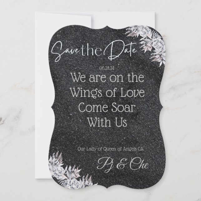 Black Elegant Wedding  Save The Date (Front)