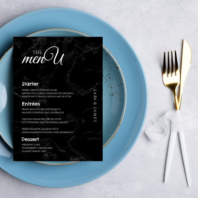 Black Elegant Wedding Table Menu Cards  (Creator Uploaded)