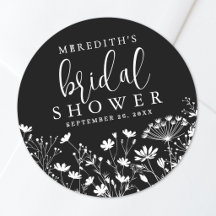 Black Elegant Wildflower Bridal Shower