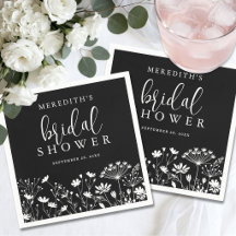 Black Elegant Wildflower Bridal Shower