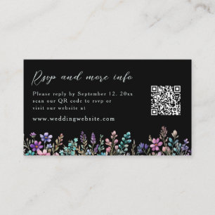 Black Elegant Wildflower Floral Wedding Enclosure Card