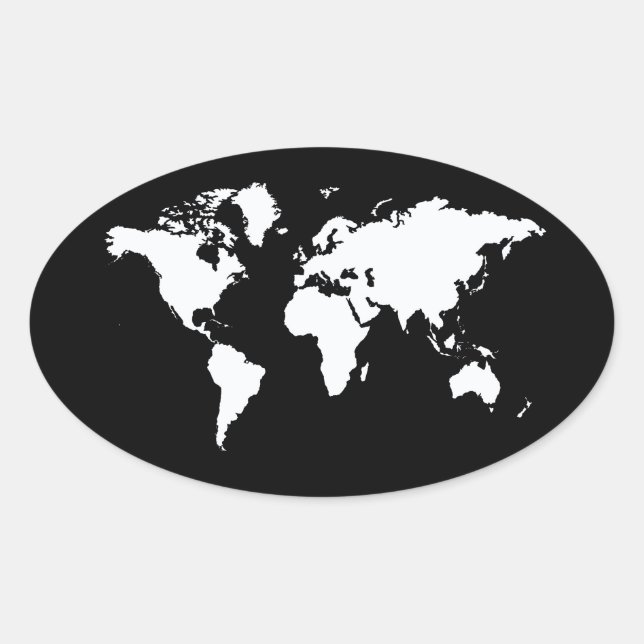 Black Elegant World Oval Sticker (Front)