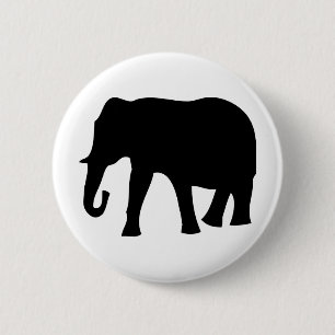 black elephant icon 6 cm round badge