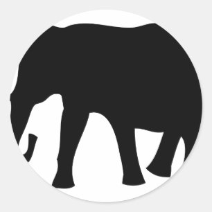 black elephant icon classic round sticker