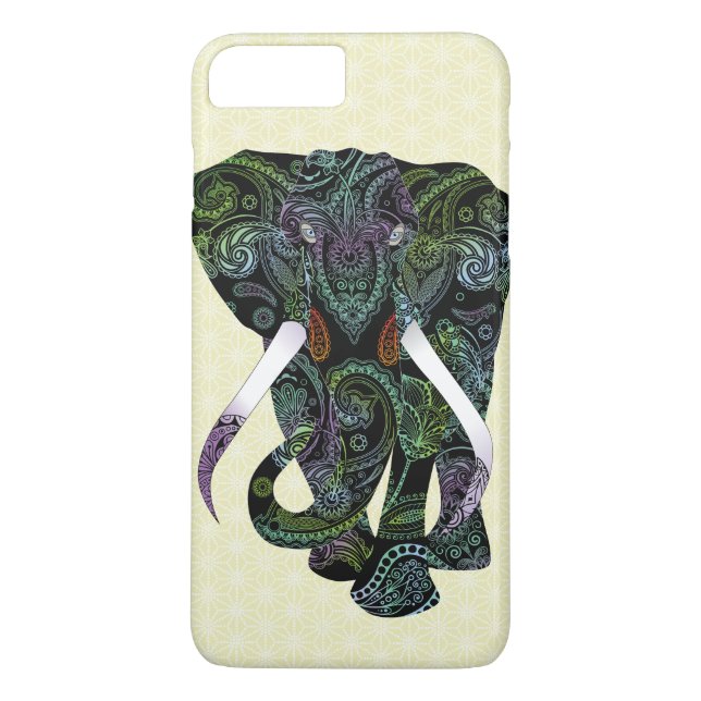 Black Elephant in Paisley Pattern iPhone 7 Plus Case-Mate iPhone Case (Back)