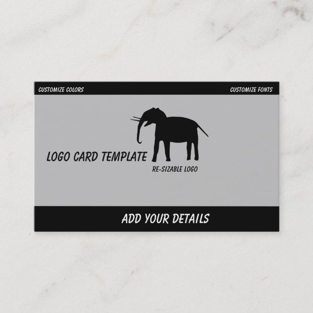 Black Elephant Logo Business Card (Front)