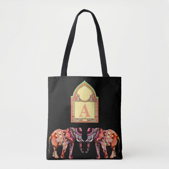 Black Elephant Tote Bag (Front)
