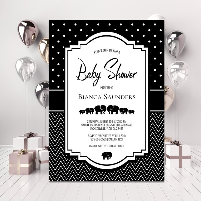 Black Elephants Baby Shower Invitation (Creator Uploaded)
