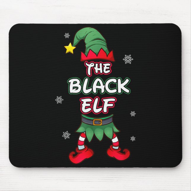 Black Elf Christmas Pajamas Pjs Matching Family Gr Mouse Pad (Front)