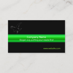 Black Embossed-look Raven on green metallic-effect Business Card