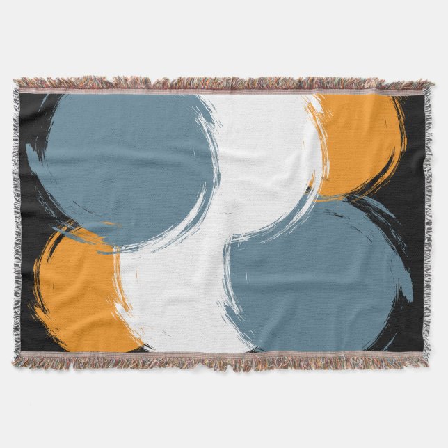 Black Emerald Orange Fusion Throw Blanket (Front)