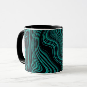 Black & Emerald Wavy Abstraction Mug