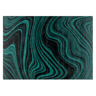 Black & Emerald Wavy Agate Abstraction Cutting Board